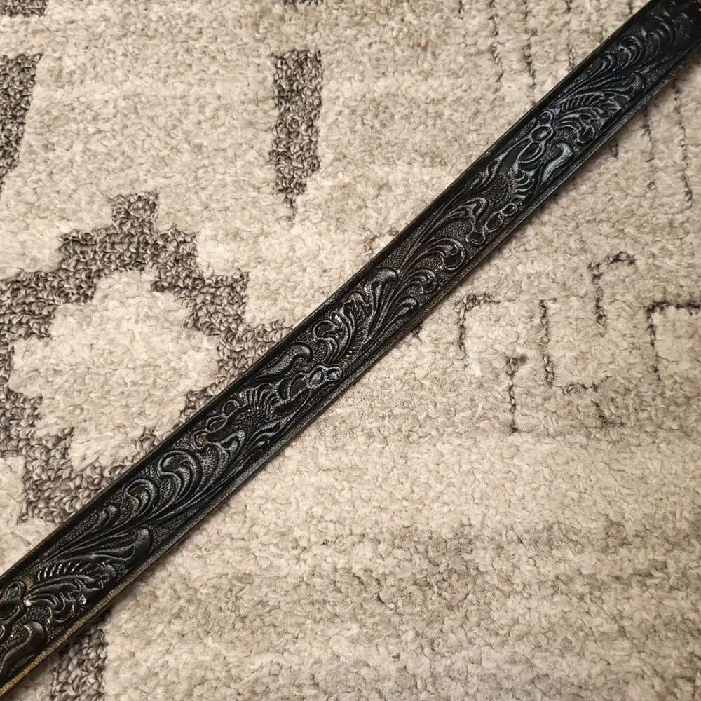Justin Black Stamped Western Style belt no buckle size 24